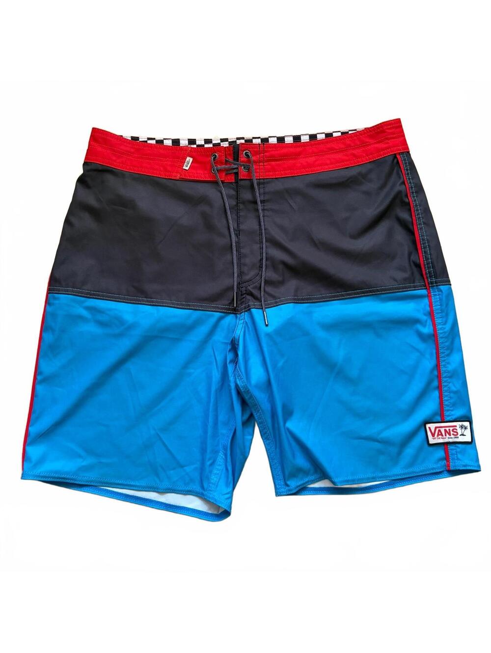Vans Colorblock Striped Board Shorts Swim Trunks Checkered Pocket Men's Size 34